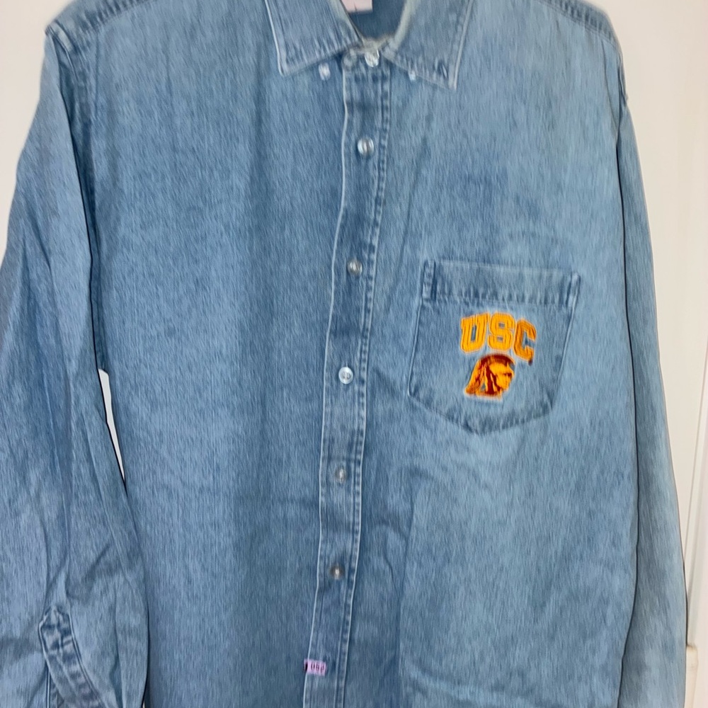Univ of Southern California Men's Blue Denim Button-Down Shirt